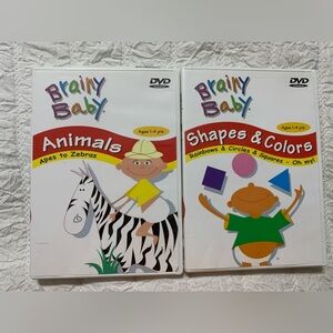 BRAINY BABY LEARNING DVD’S. Set of 2. SHAPES & COLORS, and ANIMALS.